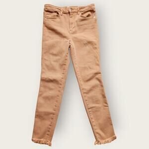 We The Free Skinny Hi-Rise Raw Hem Womens Warm Taupe Colored Jeans Size 28